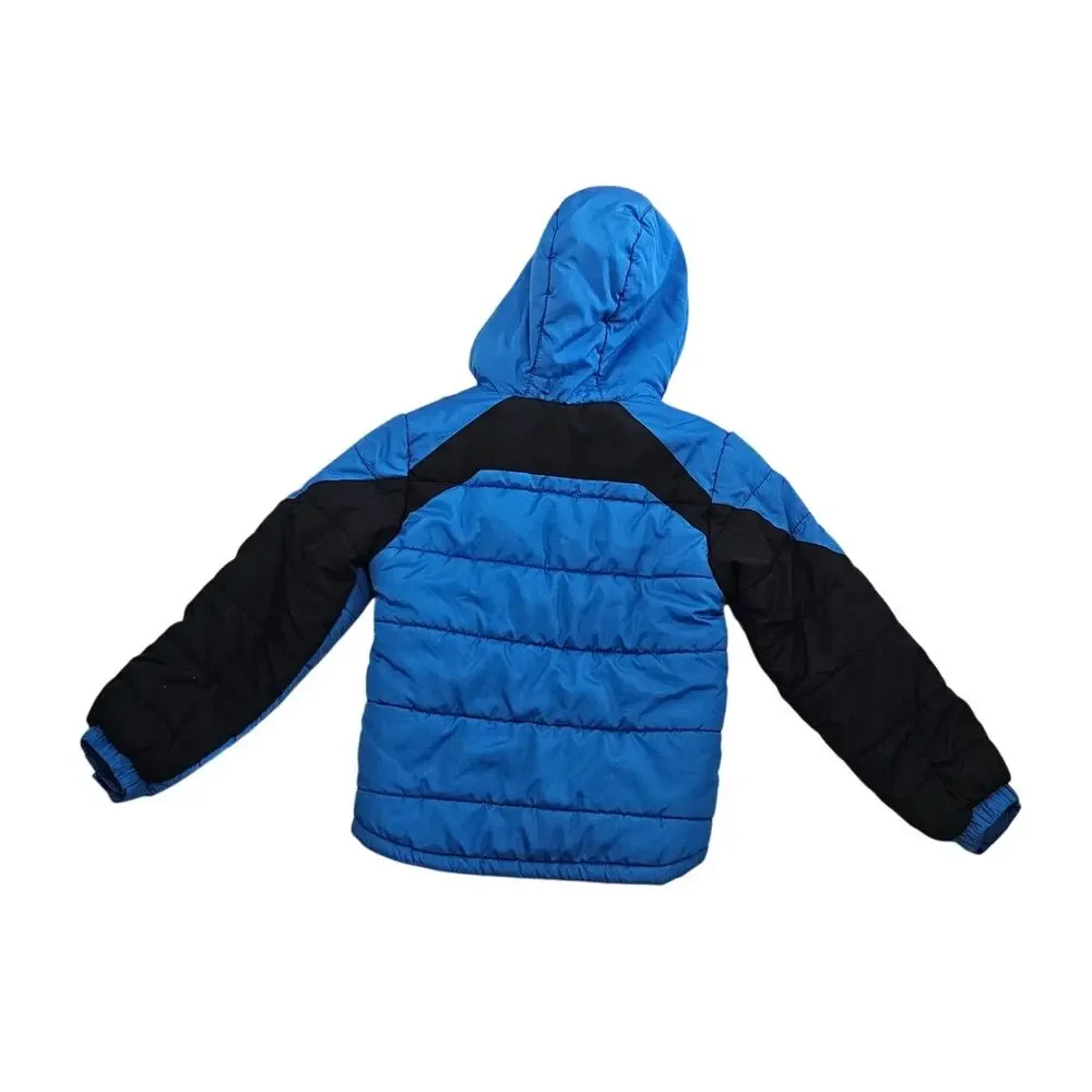 F.O.G. by London Fog Boys Blue Black Hooded Puffer Winter Jacket M 10-12